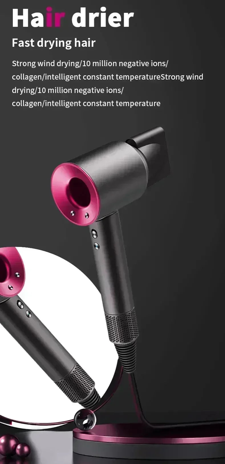 Ionic Hair Dryer with Hot and Cold Air Functionality – Lightweight 5 in 1 Professional Styling Tool for Easy Blowouts