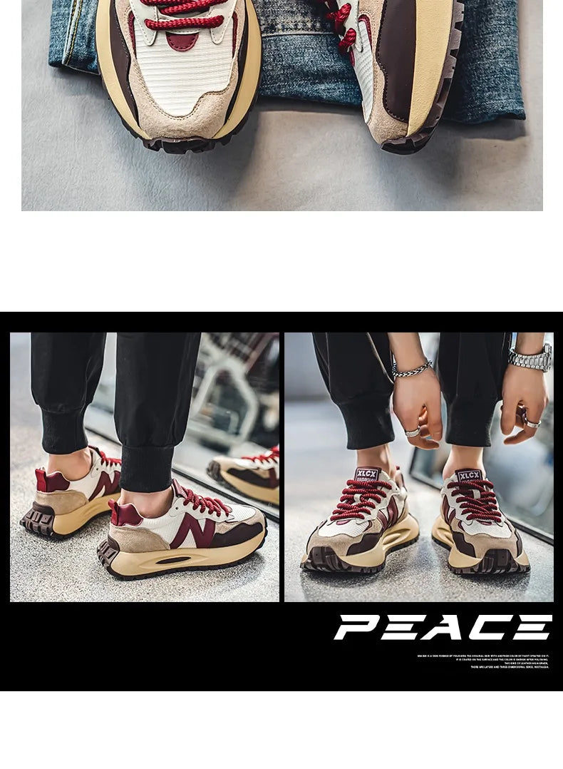 Fashion brand tenis men casual faux leather sneakers male wedged shoes 2025 spring summer breathable trainers man gym run shoes