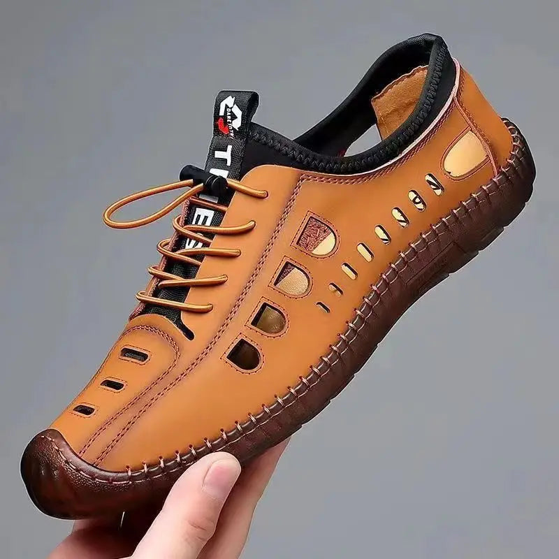 New Summer Men's Casual Sandals Fashion Hollow Breathable Shoes Flat Men's Business Soft Sole Sports Shoes Fashion Men's Shoes