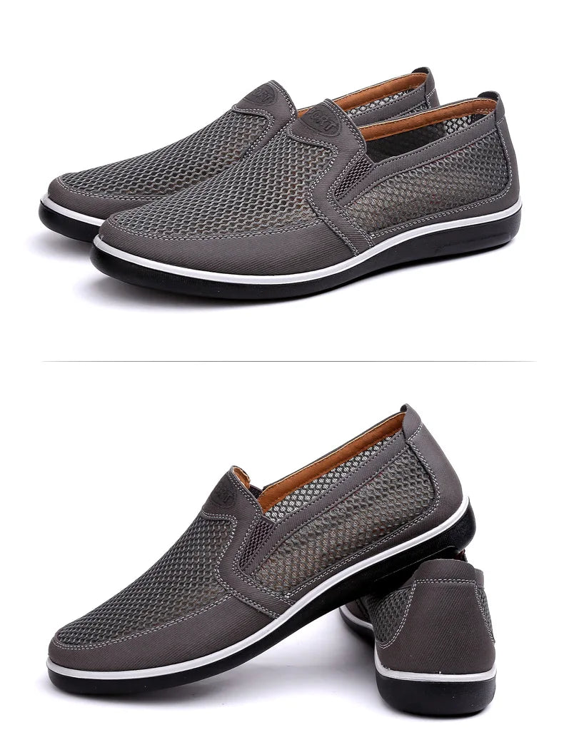 2022 New Summer Mesh Shoes Men Slip-On Flat Sapatos Hollow Out Comfortable Father Shoes Man Casual Moccasins Basic Espadrille