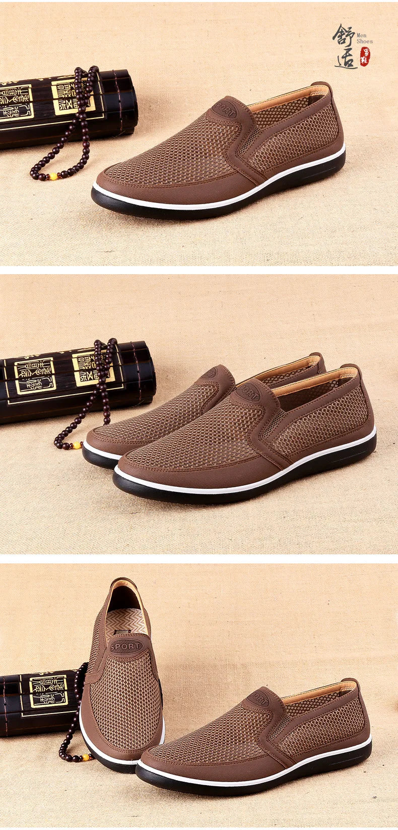 2022 New Summer Mesh Shoes Men Slip-On Flat Sapatos Hollow Out Comfortable Father Shoes Man Casual Moccasins Basic Espadrille