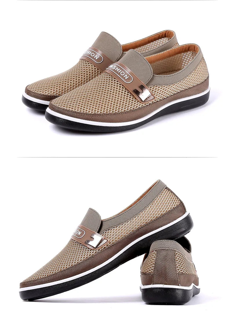 2022 New Summer Mesh Shoes Men Slip-On Flat Sapatos Hollow Out Comfortable Father Shoes Man Casual Moccasins Basic Espadrille