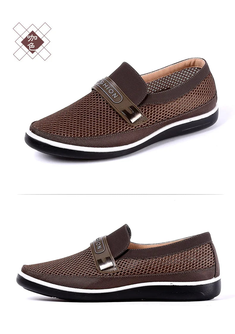 2022 New Summer Mesh Shoes Men Slip-On Flat Sapatos Hollow Out Comfortable Father Shoes Man Casual Moccasins Basic Espadrille