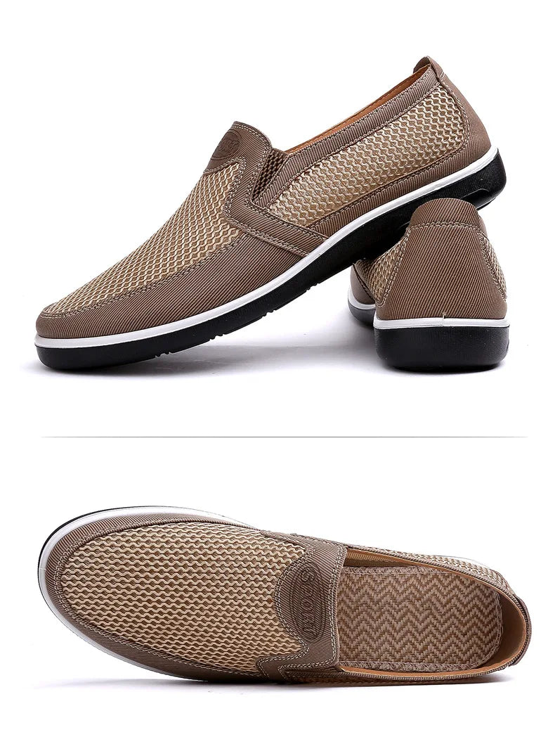 2022 New Summer Mesh Shoes Men Slip-On Flat Sapatos Hollow Out Comfortable Father Shoes Man Casual Moccasins Basic Espadrille