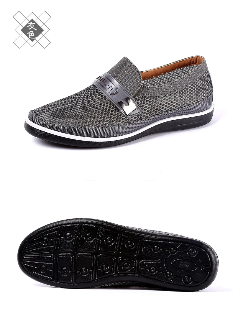 2022 New Summer Mesh Shoes Men Slip-On Flat Sapatos Hollow Out Comfortable Father Shoes Man Casual Moccasins Basic Espadrille