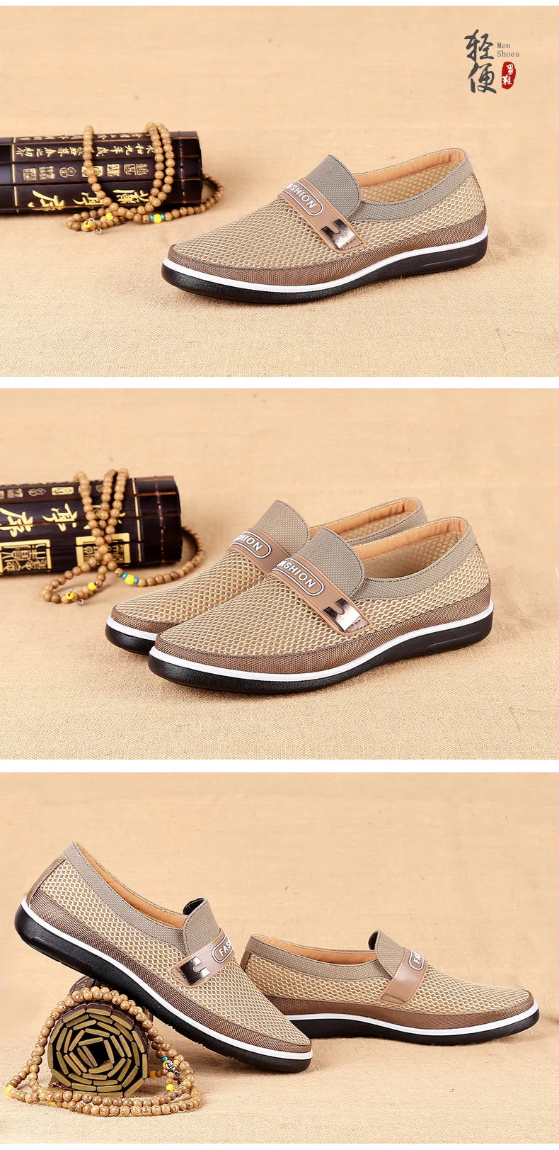 2022 New Summer Mesh Shoes Men Slip-On Flat Sapatos Hollow Out Comfortable Father Shoes Man Casual Moccasins Basic Espadrille