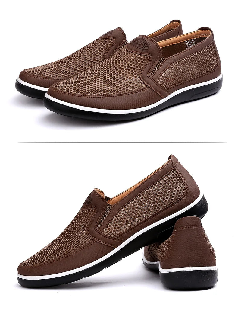 2022 New Summer Mesh Shoes Men Slip-On Flat Sapatos Hollow Out Comfortable Father Shoes Man Casual Moccasins Basic Espadrille