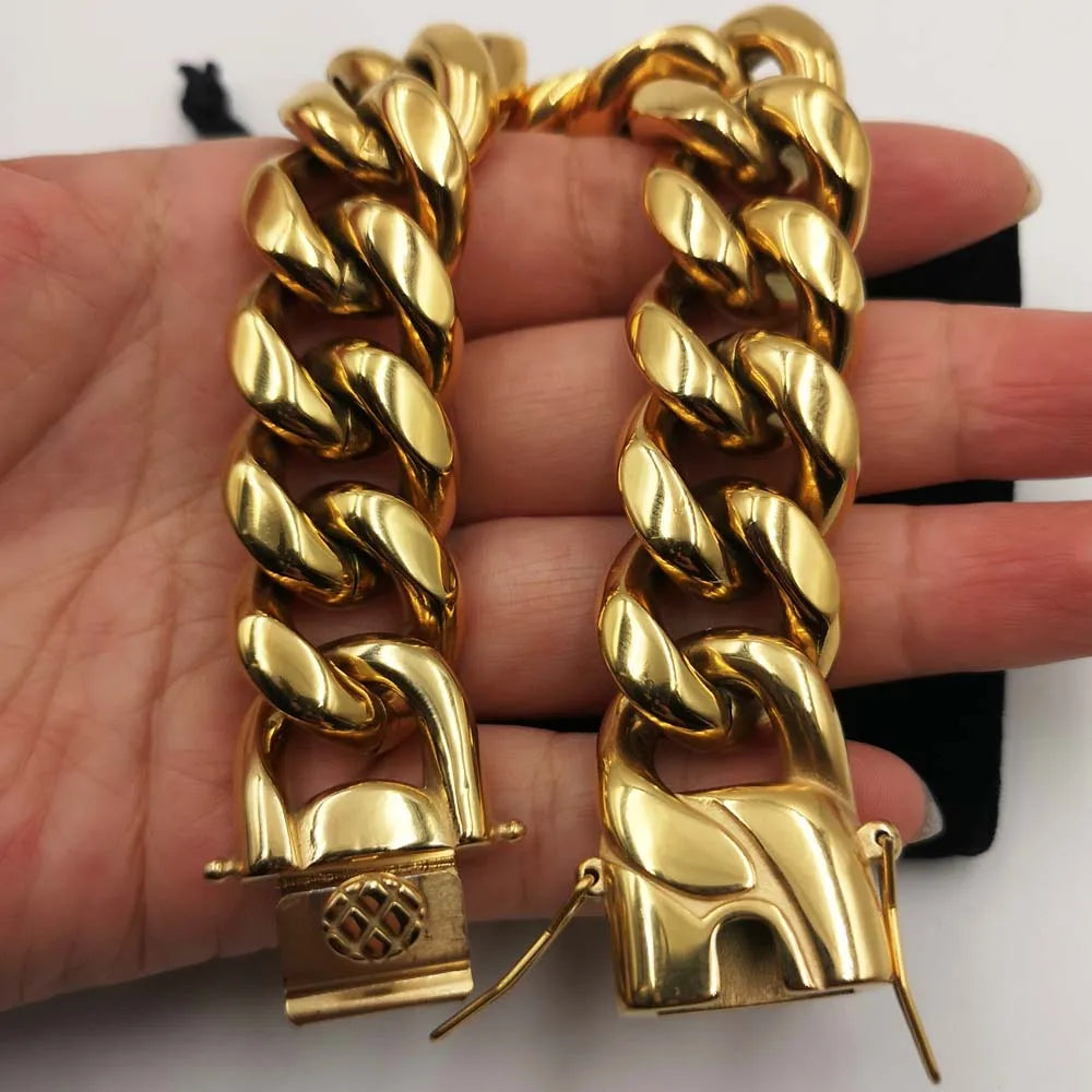 "DragonCurb Bracelet: Luxury 18K Gold-Plated Miami Cuban Chain for Men & Women"