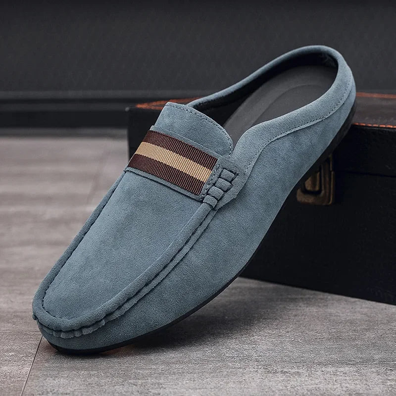 Lefu Shoes Men's Lightweight Bean Shoes Summer One Step Push lazy Breathable Casual Half Support Slippers for men