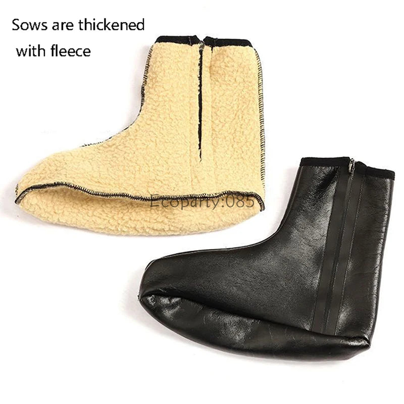 Warm Socks Cover For Unisex Zipper Winter Velvet Thickened Floor Socks Men Women Non-slip Bottom High Leather Socks Waterproof