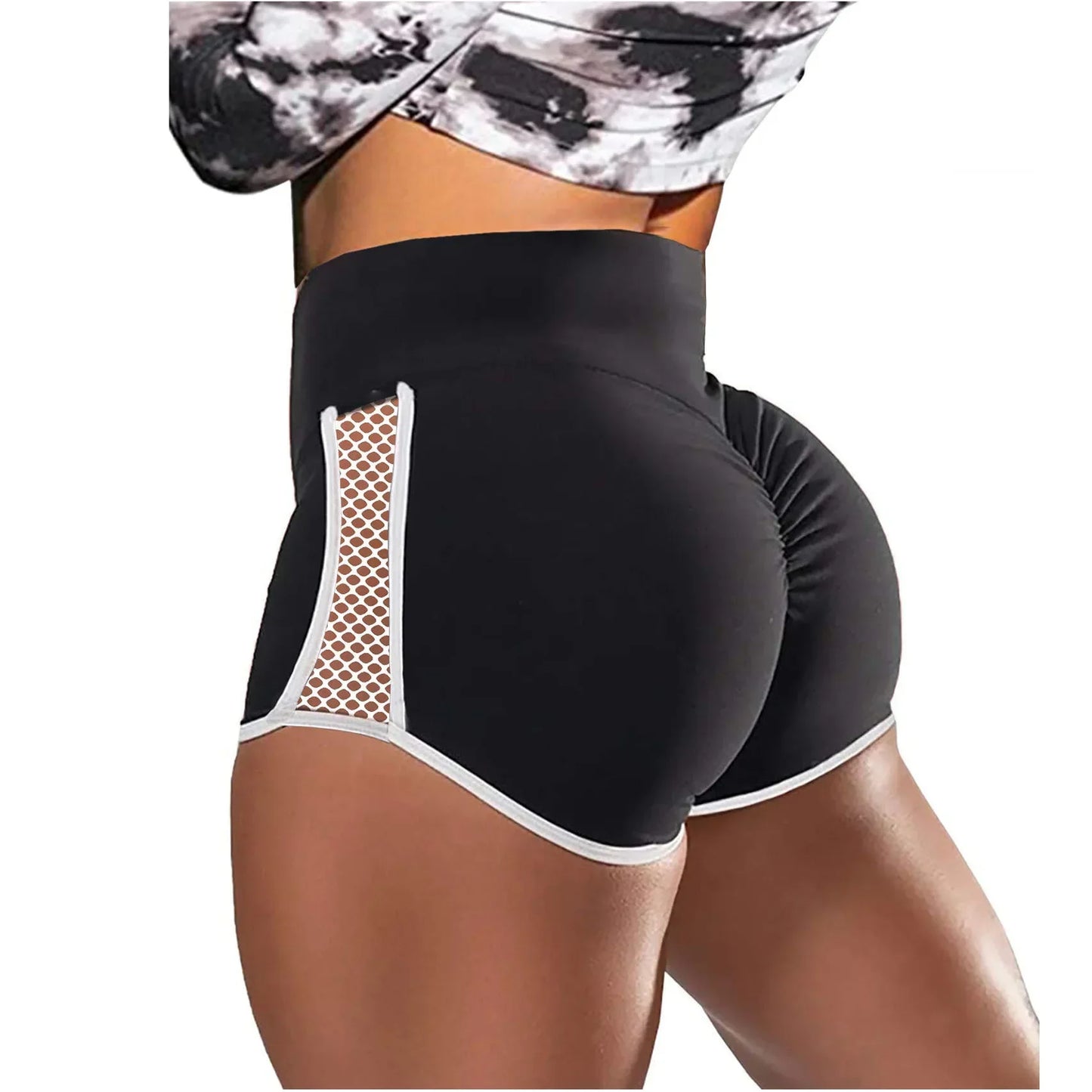 Women Sport Shorts High Waist Push Up Booty Workout Short Sexy Tummy Control Yoga Tights Openwork Fitness Hip Lifting Sportswear