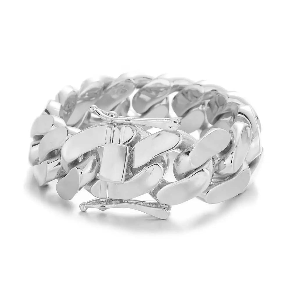 "BoldLink Cuban Bracelet: Heavy Brass 22mm Miami Chain for Men"