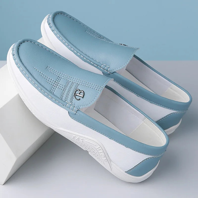 Mens Leather Shoes 2024 Casual Slip on Formal Dress Loafers Breathable Soft Flats for Male Non Slip Driving Office Work Shoes