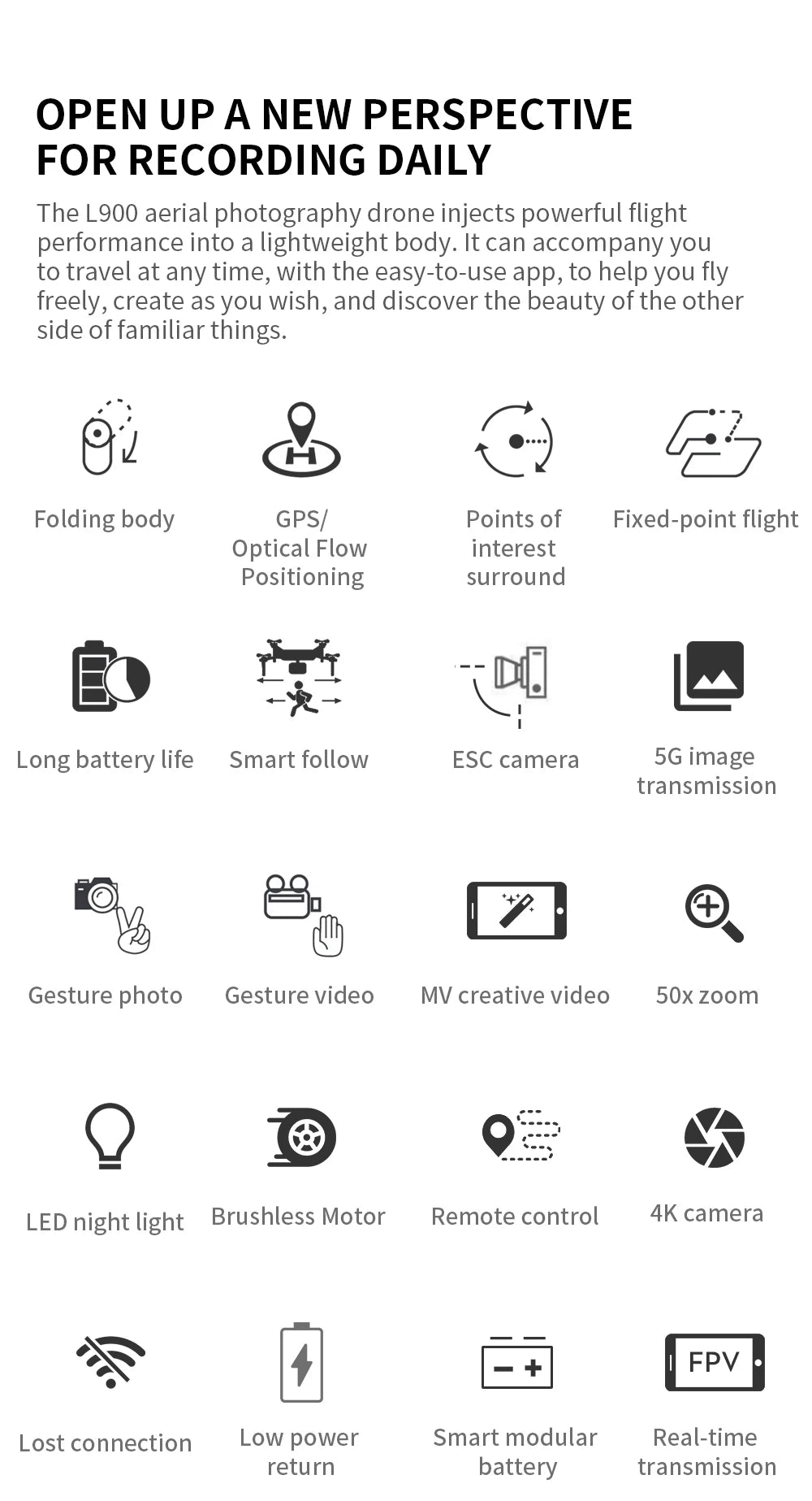 "SkyVision L900 Pro: 4K GPS Drone with Dual Camera & 5G WiFi"