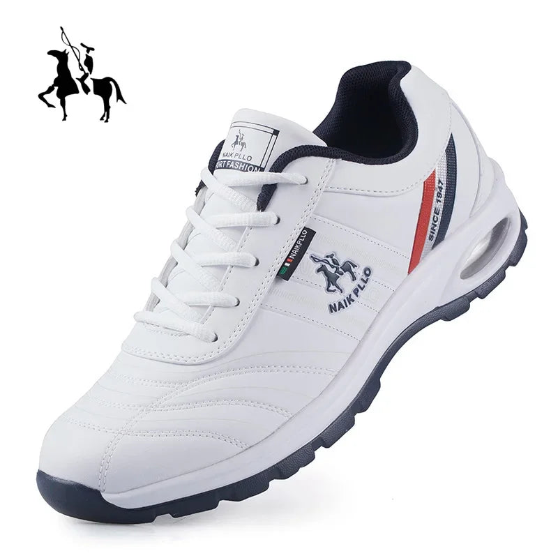 "TrailBlaze Leather Sneakers: Stylish Outdoor Casual Shoes for Men"