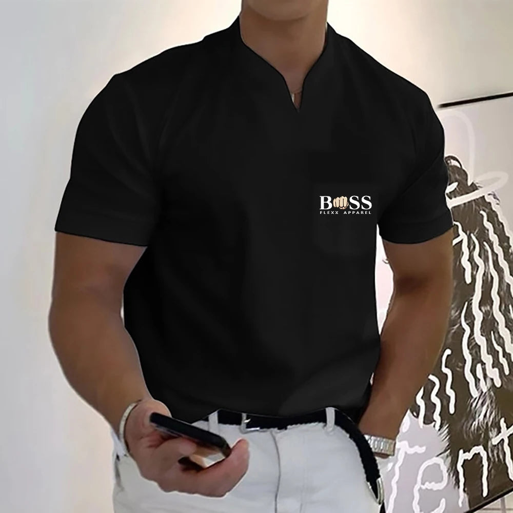 2025 Fashion Men's  T-shirt Solid Color Cotton