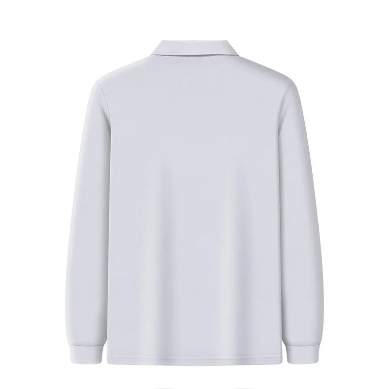 Autumn New Men's Lapel Long Sleeved T-shirt Embroidered Loose Casual Fashion Polo Shirt