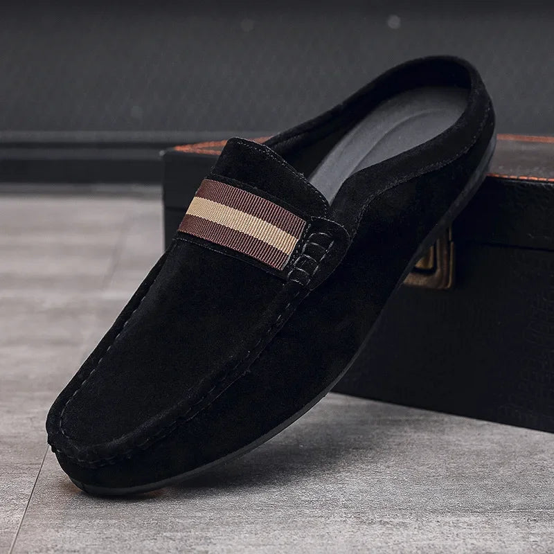 Lefu Shoes Men's Lightweight Bean Shoes Summer One Step Push lazy Breathable Casual Half Support Slippers for men