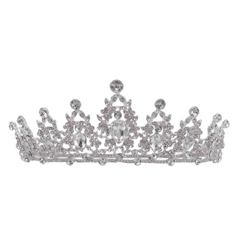 Wedding Hair Tiara Crystal Bridal Tiara Crown Silver Color Diadem Veil Tiaras Wedding Hair Accessories Headpieces Head Jewelry