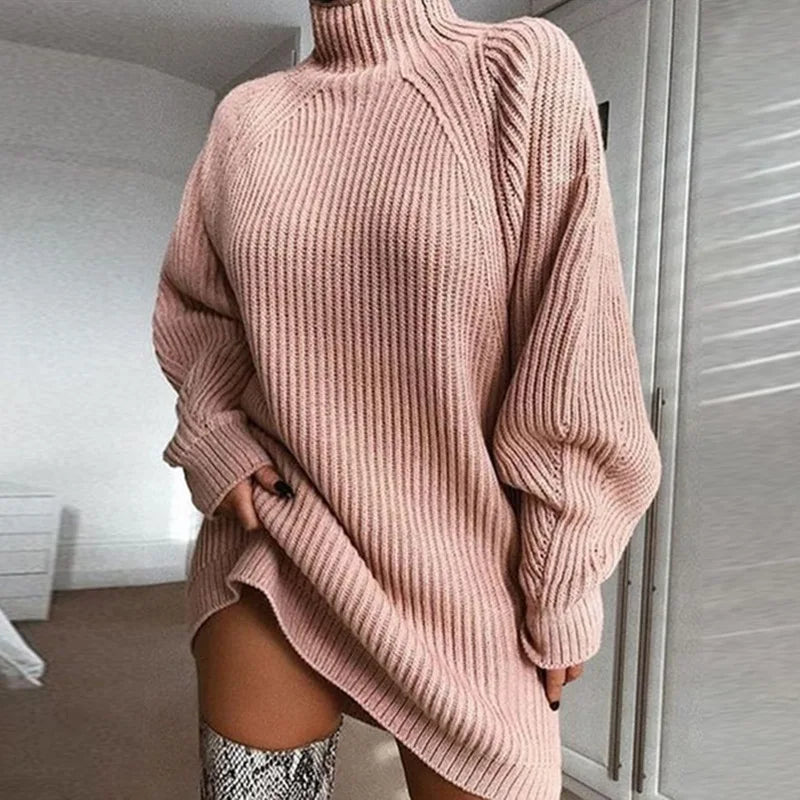 "CozyTurtleneck Sweater Dress"