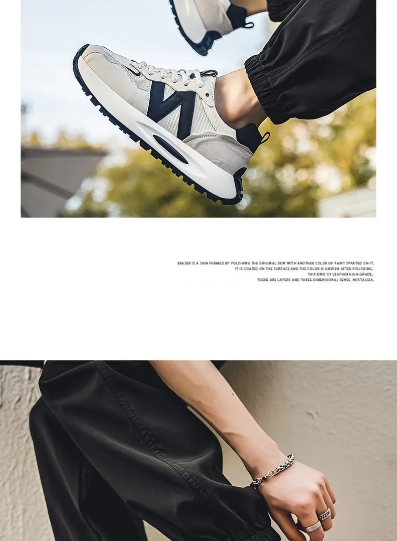 "StrideX Men’s Sneakers: Breathable Faux Leather Trainers for Every Move"