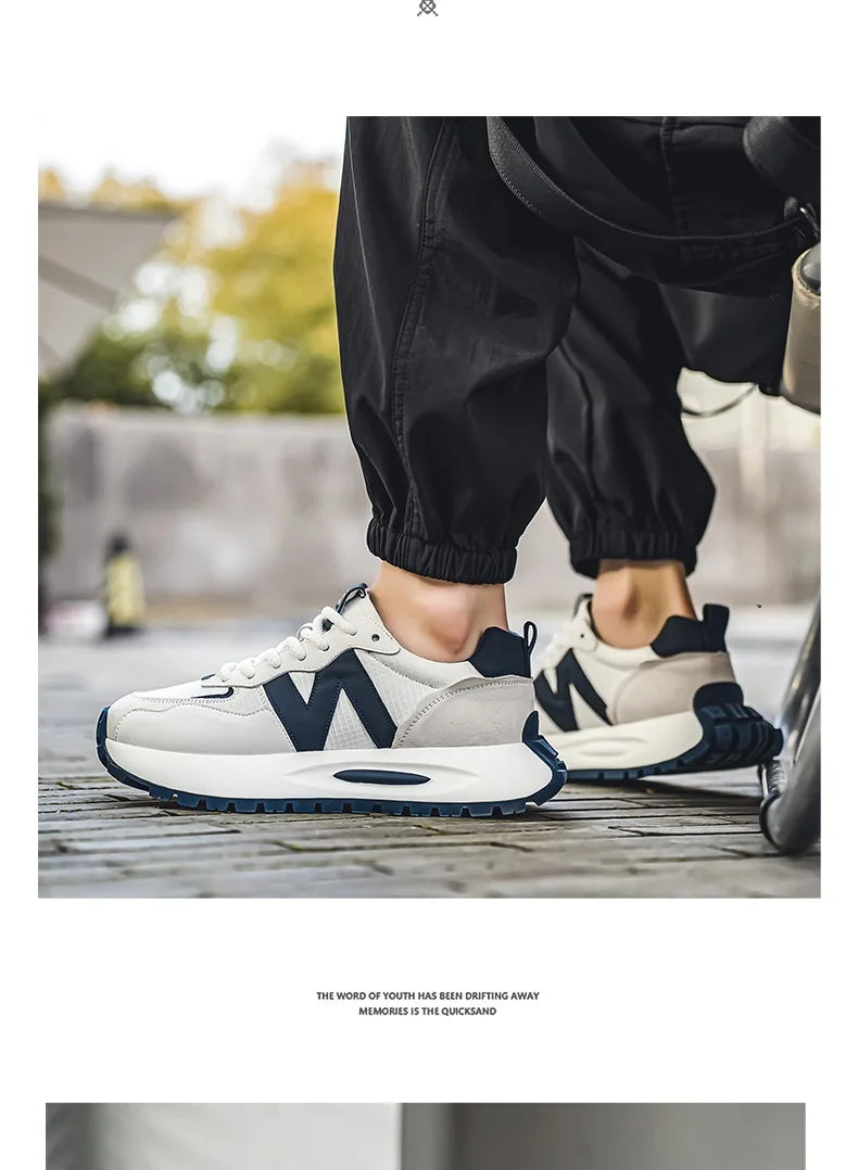"StrideX Men’s Sneakers: Breathable Faux Leather Trainers for Every Move"