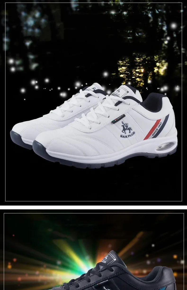 "TrailBlaze Leather Sneakers: Stylish Outdoor Casual Shoes for Men"
