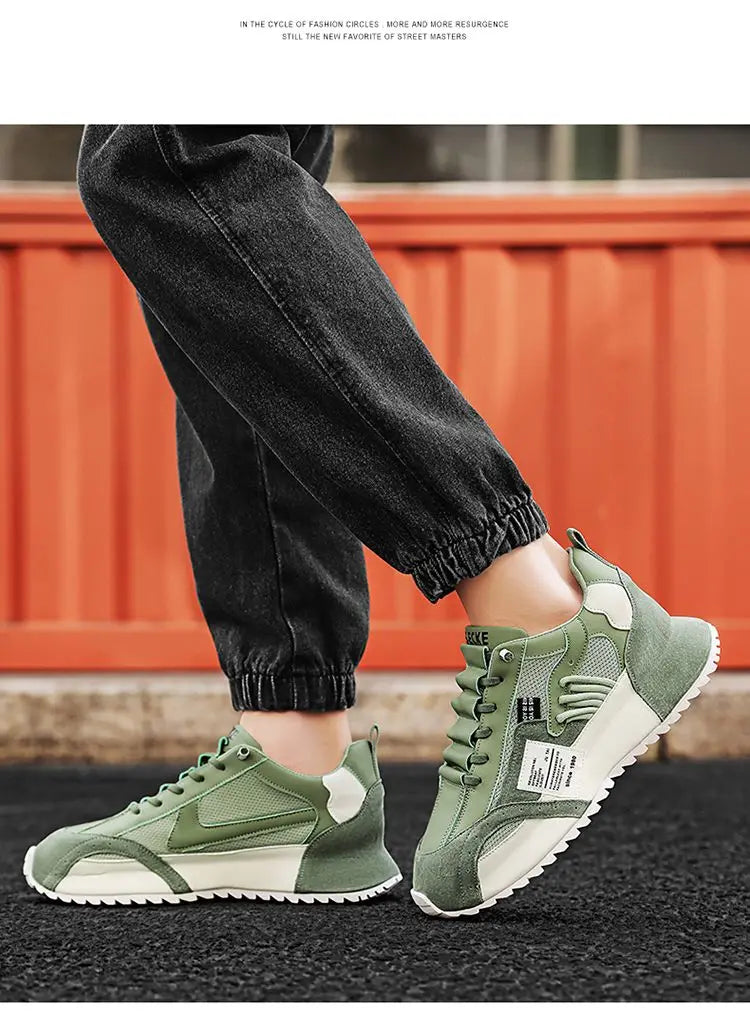 "StrideX Men’s Sneakers: Breathable Faux Leather Trainers for Every Move"