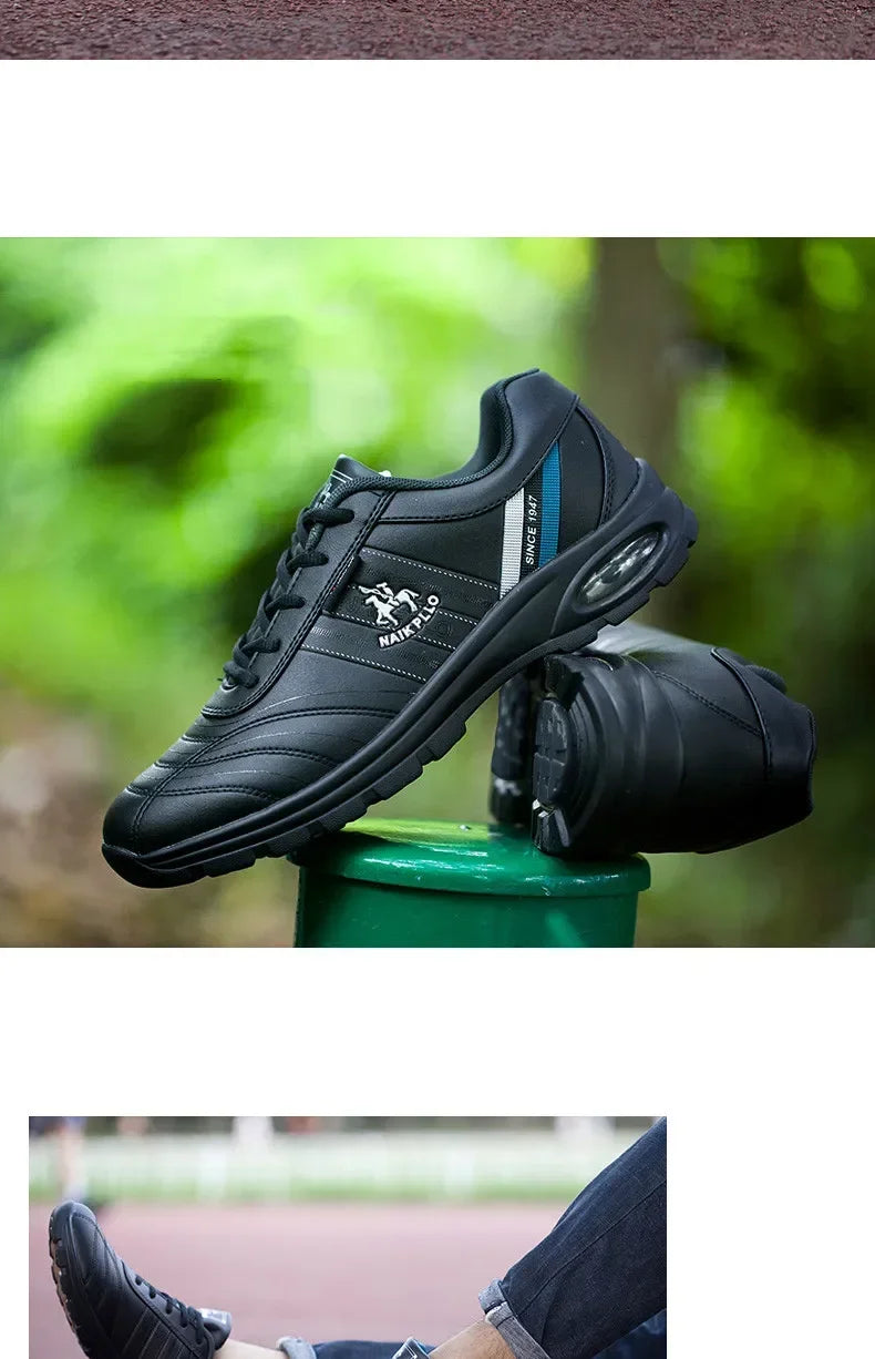 "TrailBlaze Leather Sneakers: Stylish Outdoor Casual Shoes for Men"