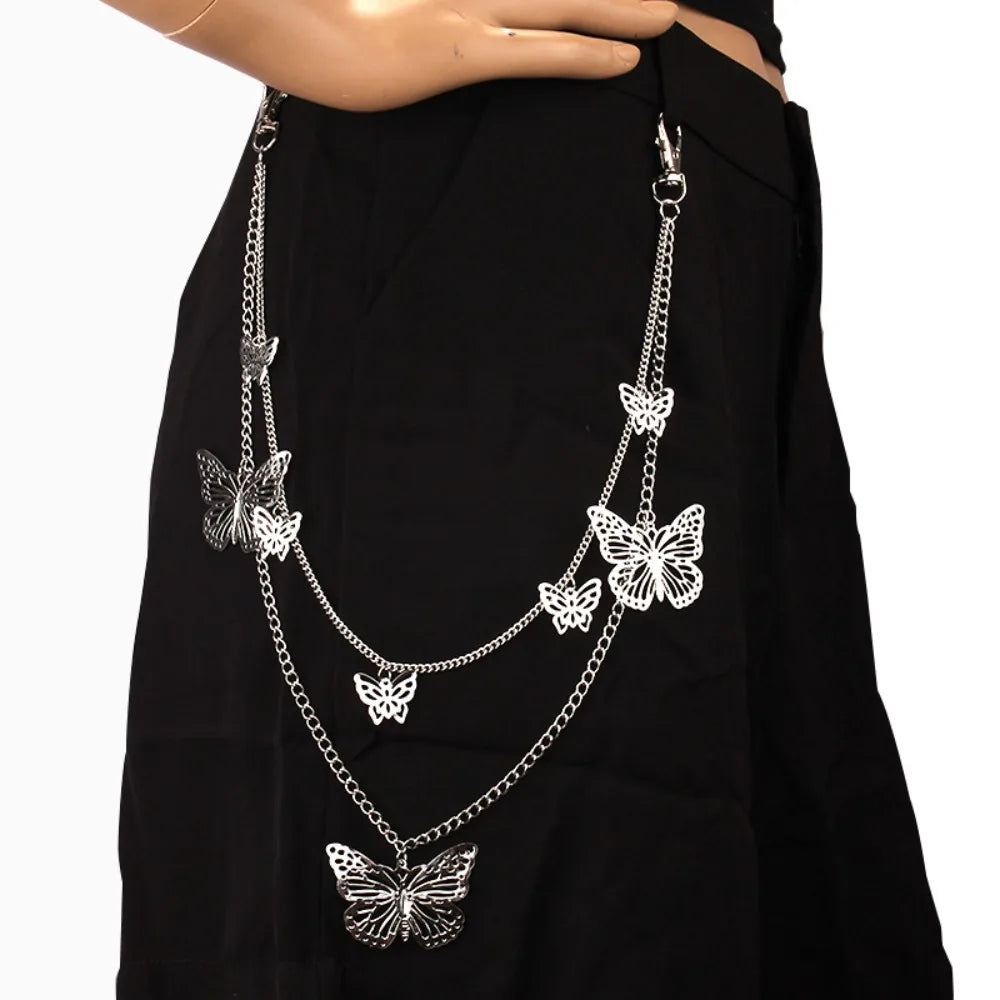 Women's Fashion Waist Chains Full Metal Hollow Butterfly Chains Jeans Trousers Decorations Chains Skirt Waist Chains Accessories