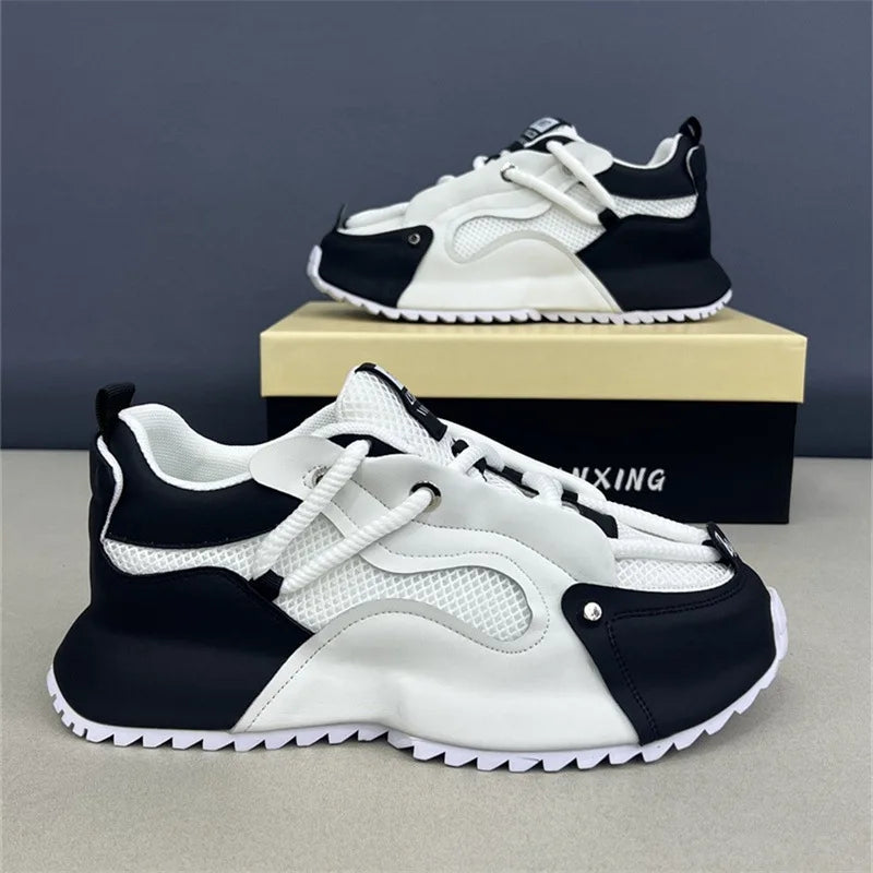 "StrideX Men’s Sneakers: Breathable Faux Leather Trainers for Every Move"