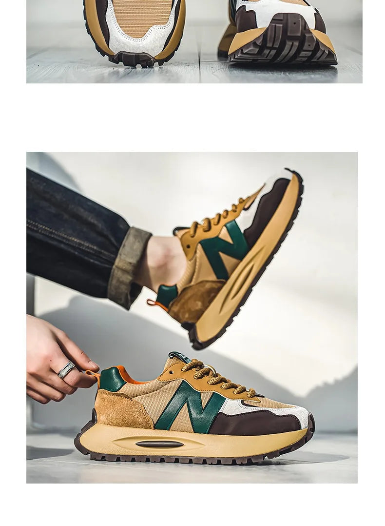 "StrideX Men’s Sneakers: Breathable Faux Leather Trainers for Every Move"