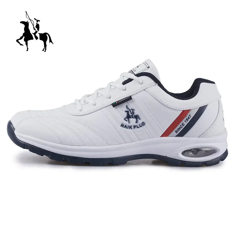 "TrailBlaze Leather Sneakers: Stylish Outdoor Casual Shoes for Men"