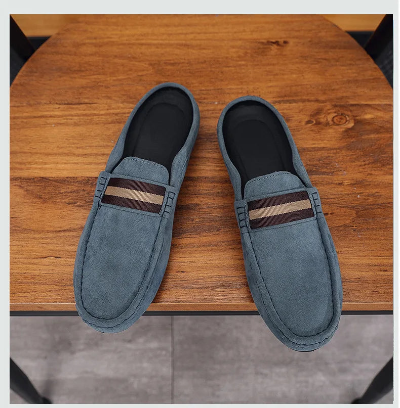 Lefu Shoes Men's Lightweight Bean Shoes Summer One Step Push lazy Breathable Casual Half Support Slippers for men