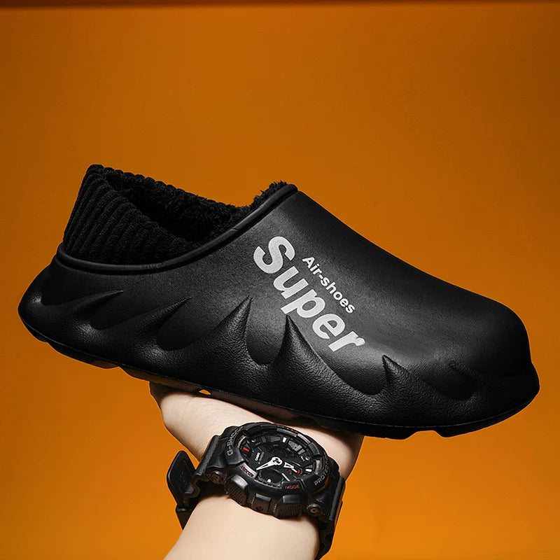 Winter Men Indoor  Warm Slippers Plush Waterproof Anti slip Cotton Shoes For  Women Slip-on Casual Snow Walking Loafers