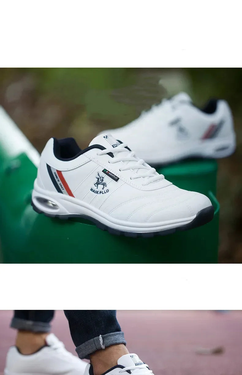 "TrailBlaze Leather Sneakers: Stylish Outdoor Casual Shoes for Men"