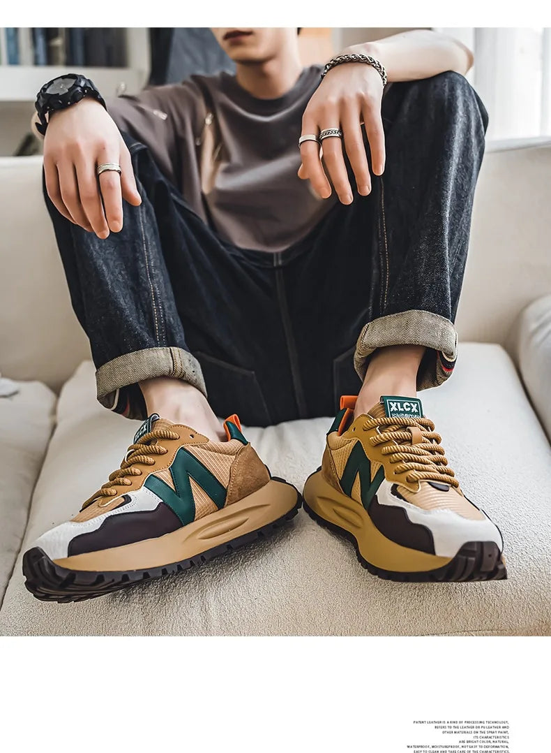"StrideX Men’s Sneakers: Breathable Faux Leather Trainers for Every Move"