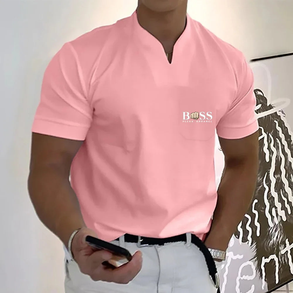 2025 Fashion Men's  T-shirt Solid Color Cotton