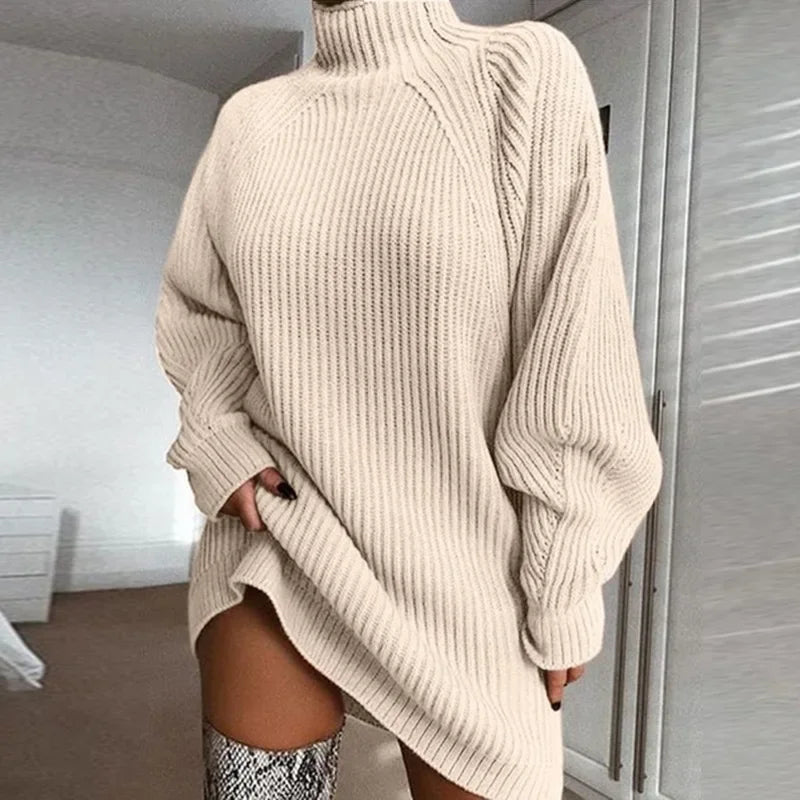 "CozyTurtleneck Sweater Dress"