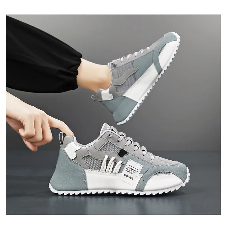 "StrideX Men’s Sneakers: Breathable Faux Leather Trainers for Every Move"