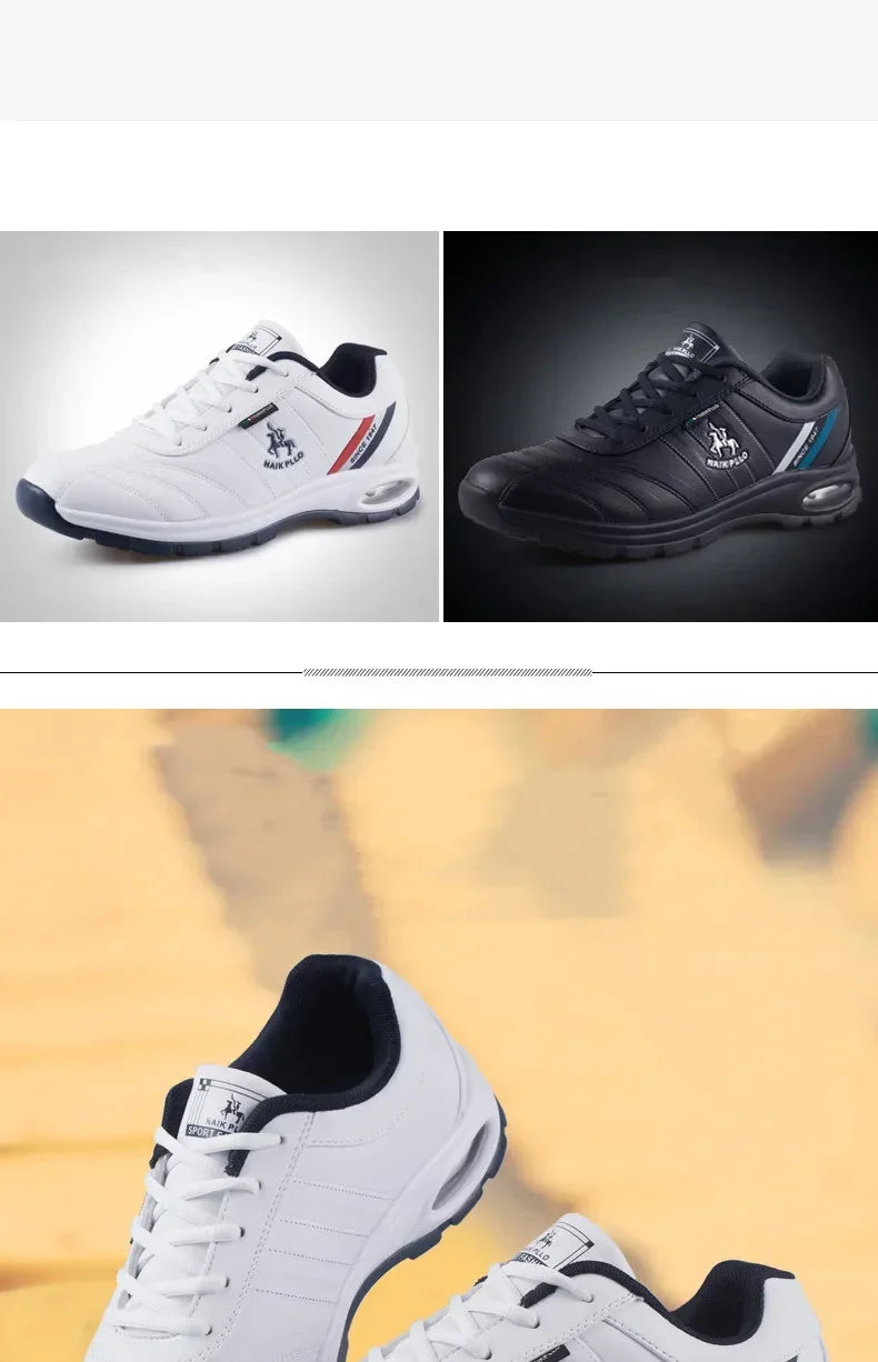 "TrailBlaze Leather Sneakers: Stylish Outdoor Casual Shoes for Men"