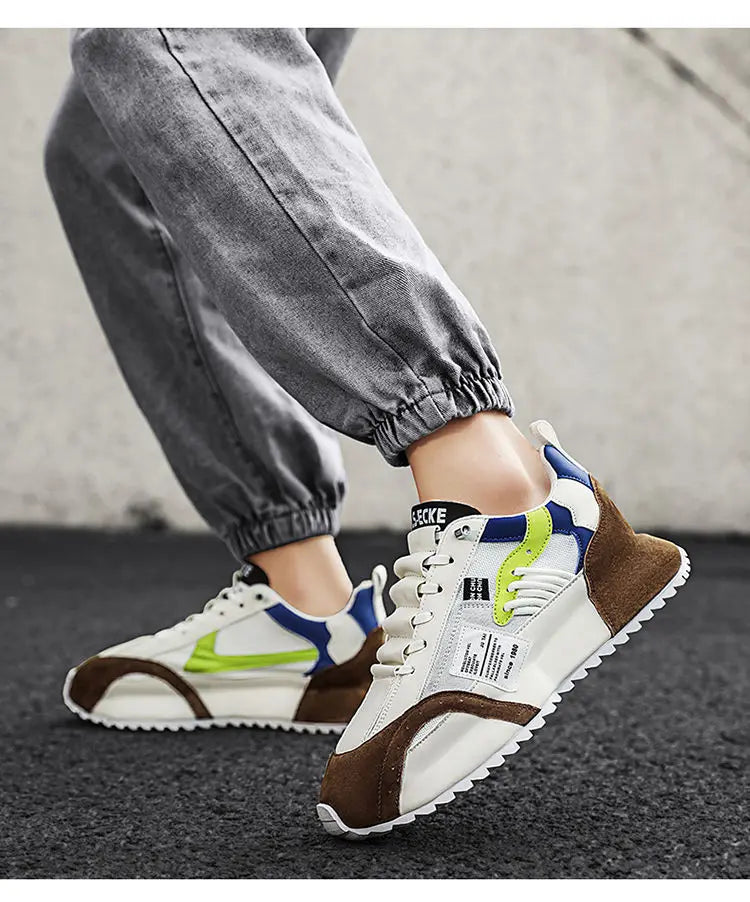 "StrideX Men’s Sneakers: Breathable Faux Leather Trainers for Every Move"