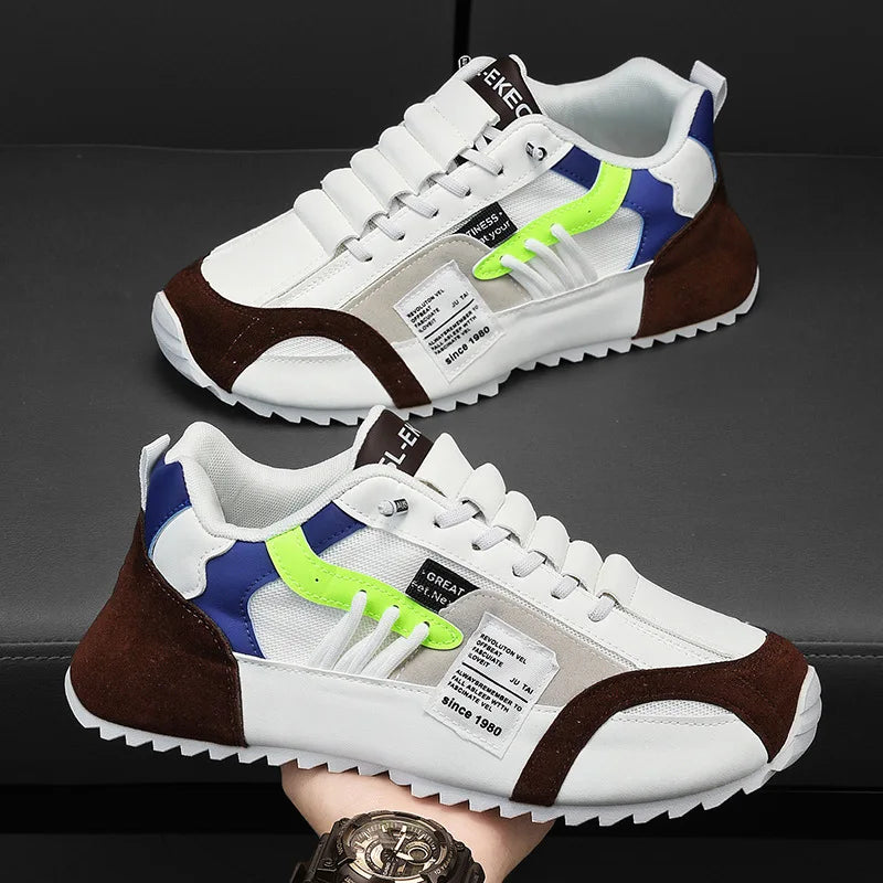 "StrideX Men’s Sneakers: Breathable Faux Leather Trainers for Every Move"