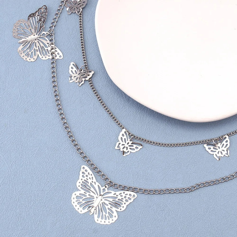 Women's Fashion Waist Chains Full Metal Hollow Butterfly Chains Jeans Trousers Decorations Chains Skirt Waist Chains Accessories