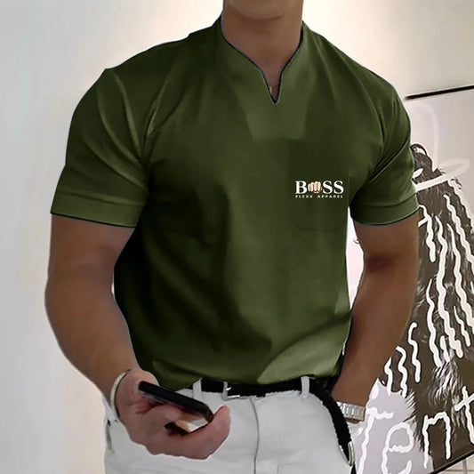 2025 Fashion Men's  T-shirt Solid Color Cotton