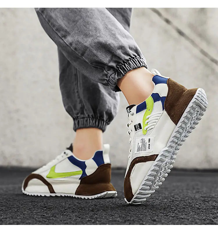 "StrideX Men’s Sneakers: Breathable Faux Leather Trainers for Every Move"