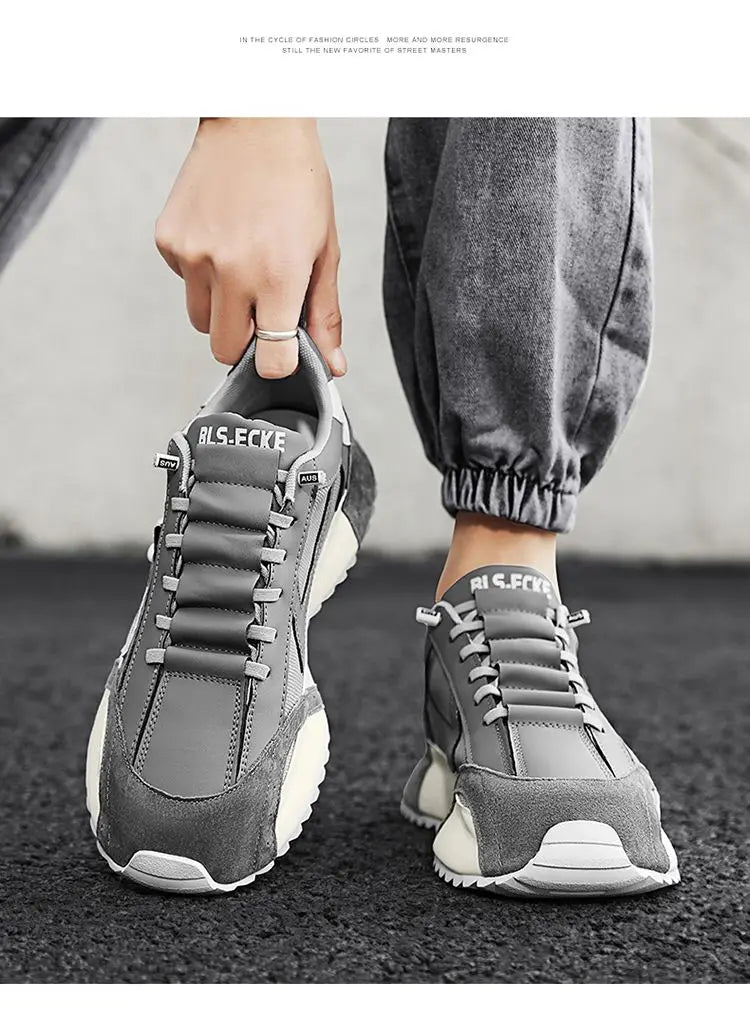 "StrideX Men’s Sneakers: Breathable Faux Leather Trainers for Every Move"