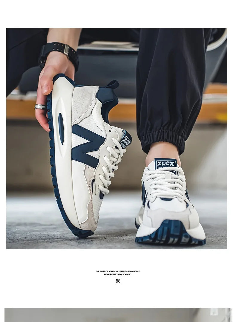 "StrideX Men’s Sneakers: Breathable Faux Leather Trainers for Every Move"
