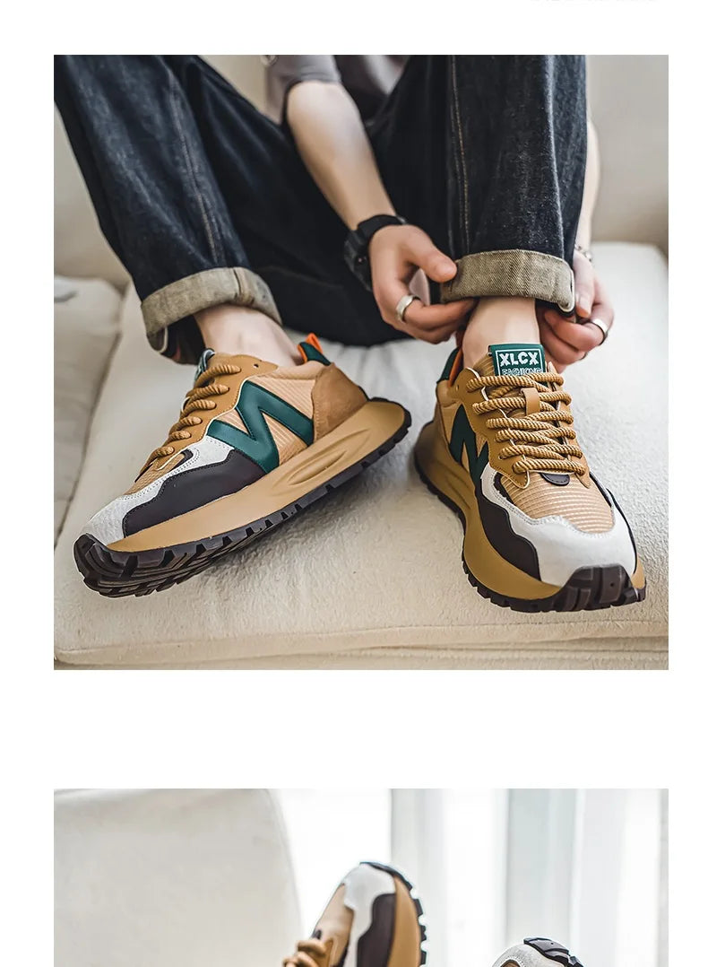 "StrideX Men’s Sneakers: Breathable Faux Leather Trainers for Every Move"