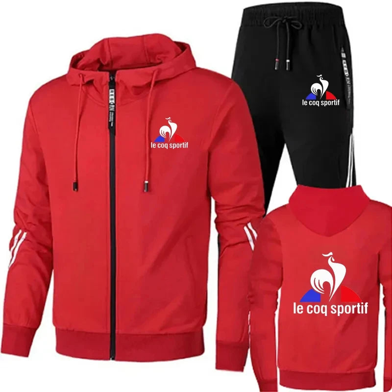 Men's sportswear autumn and winter sportswear men's two-piece set+sports pants printed brand zipper men's sportswear set Plus si